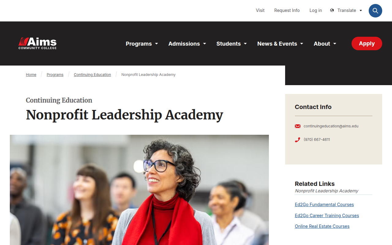 Visit the Aims Nonprofit Leadership Academy (NLA) website (opens in a new tab)