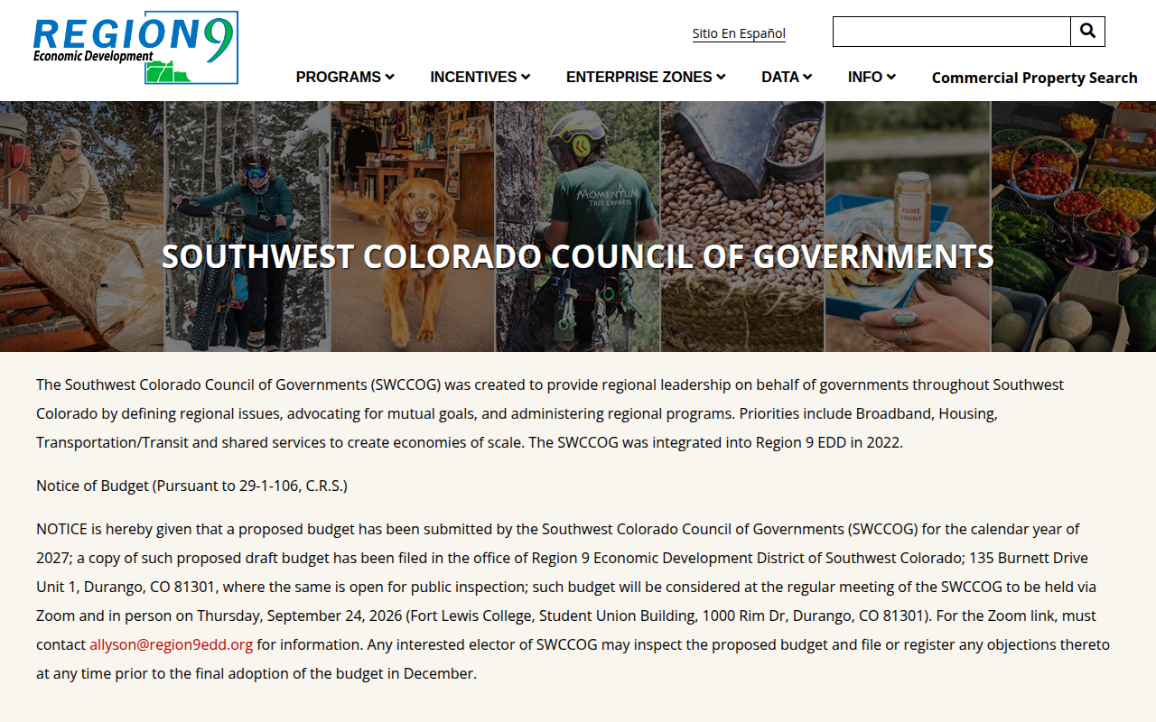 Visit the Southwest Colorado Council of Governments (SWCCOG) website (opens in a new tab)